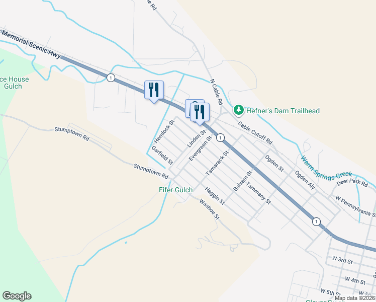 map of restaurants, bars, coffee shops, grocery stores, and more near 2033 Park Avenue in Anaconda