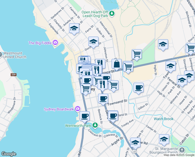 map of restaurants, bars, coffee shops, grocery stores, and more near 418 George Street in Sydney