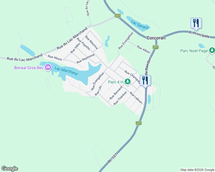 map of restaurants, bars, coffee shops, grocery stores, and more near 95 Rue Armand in Saint-Alphonse-Rodriguez