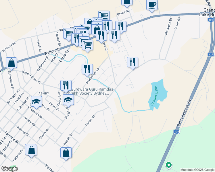 map of restaurants, bars, coffee shops, grocery stores, and more near 175 Rockcliff Crescent in Sydney