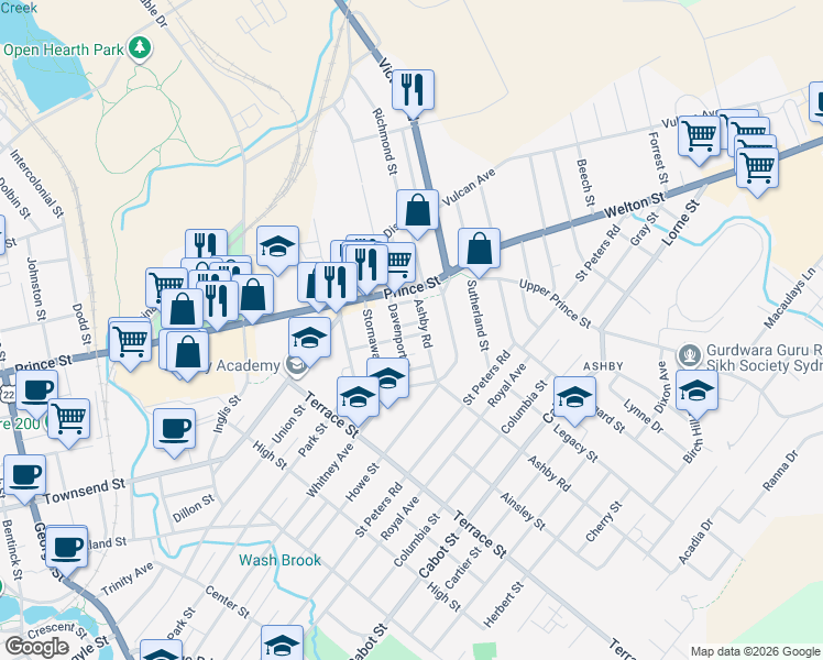map of restaurants, bars, coffee shops, grocery stores, and more near 417 Chestnut Drive in Sydney