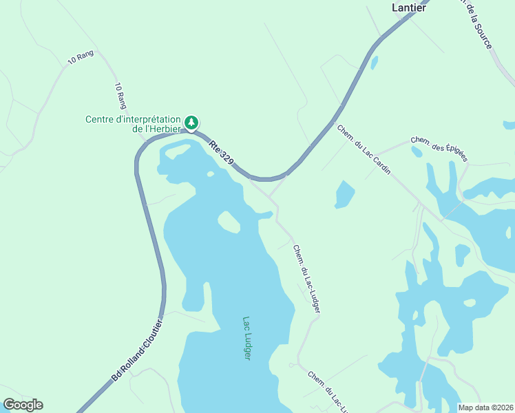 map of restaurants, bars, coffee shops, grocery stores, and more near 102 Chemin du Lac-Ludger in Lantier