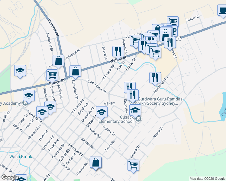 map of restaurants, bars, coffee shops, grocery stores, and more near 10 Lorne Street in Sydney