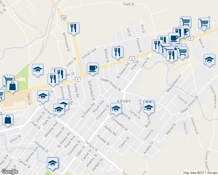 map of restaurants, bars, coffee shops, grocery stores, and more near 437 Saint Peters Road in Sydney
