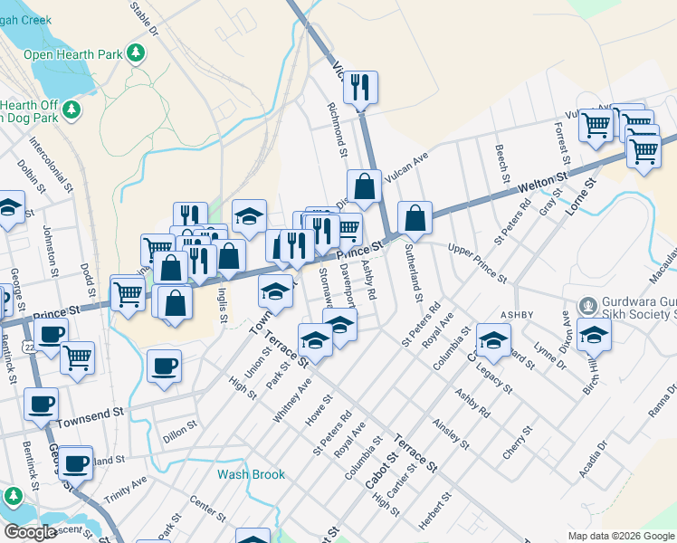 map of restaurants, bars, coffee shops, grocery stores, and more near 59 Davenport Road in Sydney