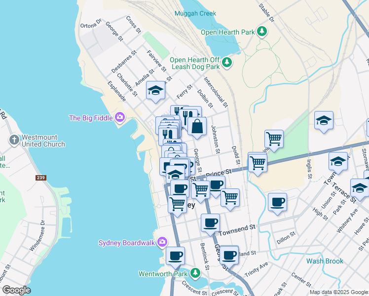 map of restaurants, bars, coffee shops, grocery stores, and more near 31 Forbes Court in Sydney