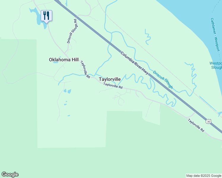 map of restaurants, bars, coffee shops, grocery stores, and more near 91768 Taylorville Road in Clatskanie