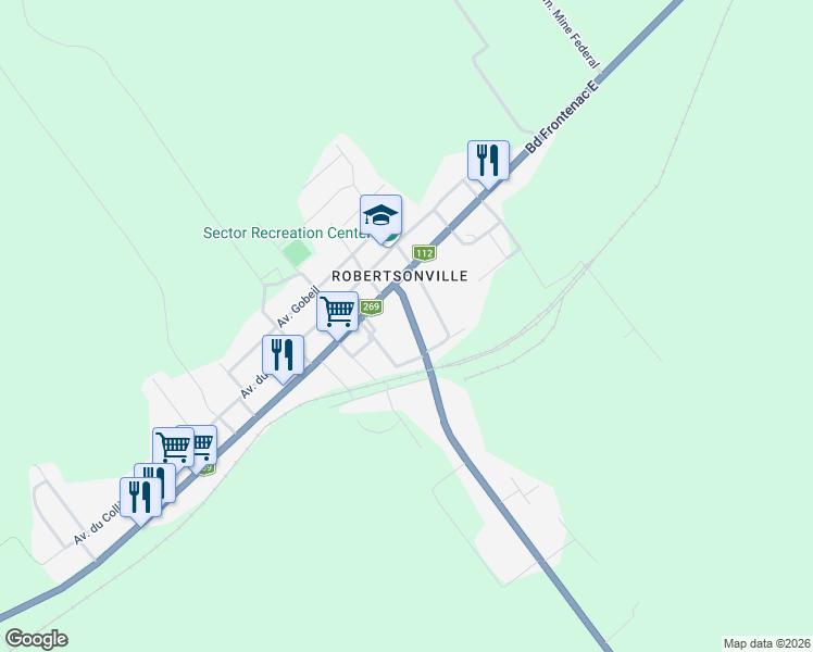 map of restaurants, bars, coffee shops, grocery stores, and more near 84 Rue Saint-Georges in Thetford Mines
