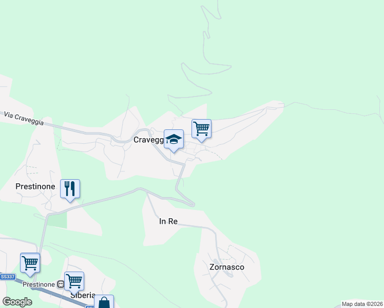 map of restaurants, bars, coffee shops, grocery stores, and more near 7 Piazza Umberto in Craveggia
