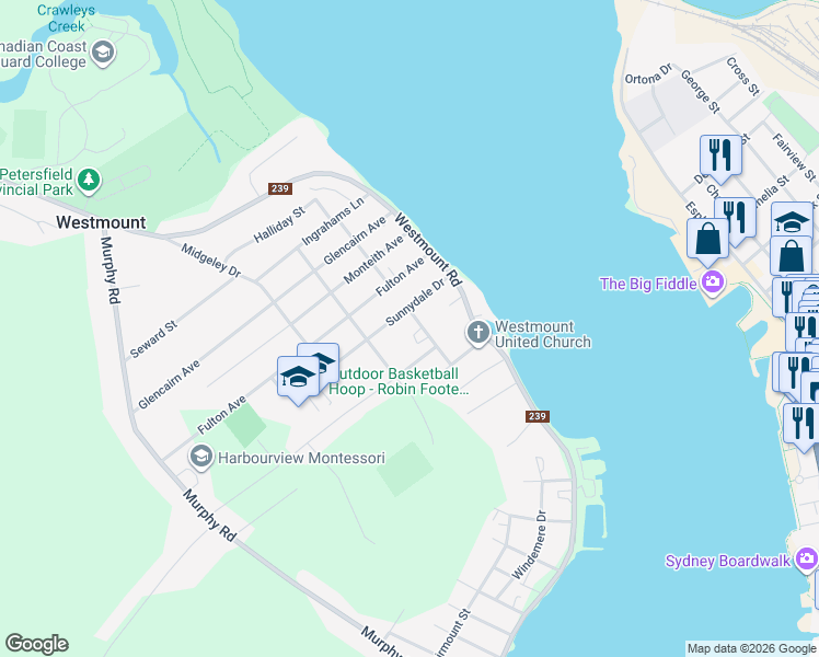 map of restaurants, bars, coffee shops, grocery stores, and more near 47 Hebrides Drive in Westmount