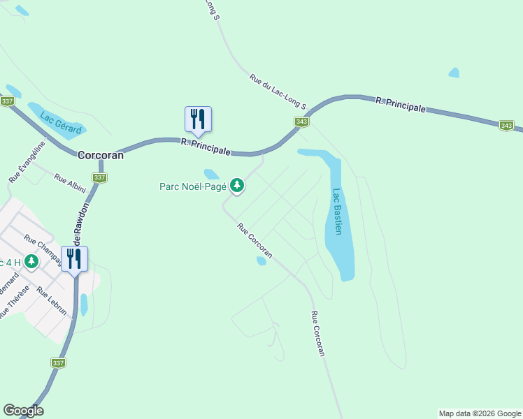map of restaurants, bars, coffee shops, grocery stores, and more near 410 Rue Quesnel in Saint-Alphonse-Rodriguez