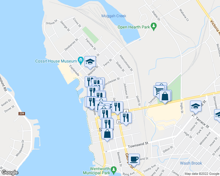 map of restaurants, bars, coffee shops, grocery stores, and more near 270 George Street in Sydney