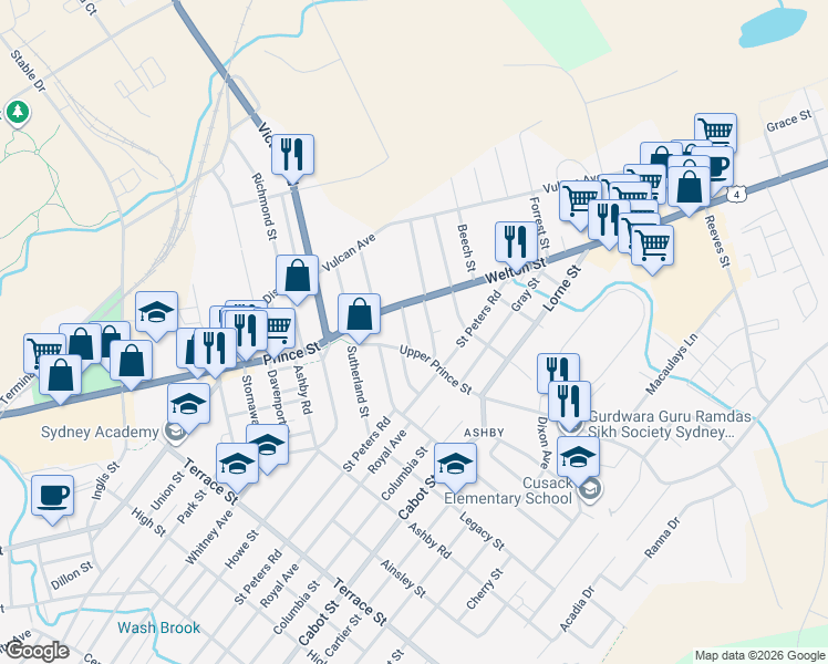 map of restaurants, bars, coffee shops, grocery stores, and more near 19 Norwood Avenue in Sydney