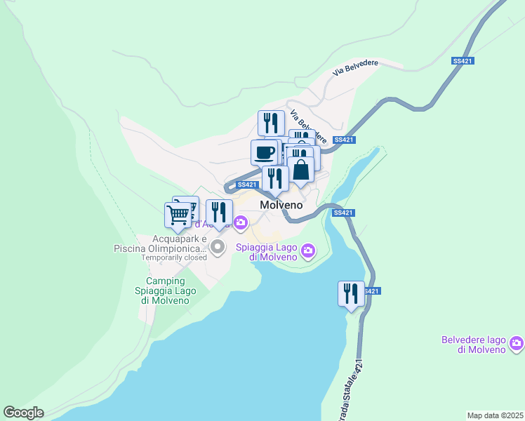 map of restaurants, bars, coffee shops, grocery stores, and more near 1 Via Lungo Lago in Molveno
