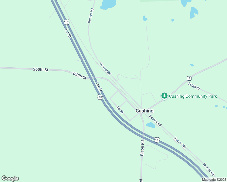 map of restaurants, bars, coffee shops, grocery stores, and more near 3818 Wilson Street in Cushing