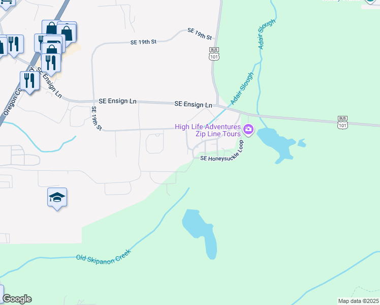 map of restaurants, bars, coffee shops, grocery stores, and more near 1991 Southeast Chokeberry Avenue in Warrenton