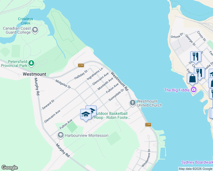 map of restaurants, bars, coffee shops, grocery stores, and more near 37 Monteith Avenue in Sydney