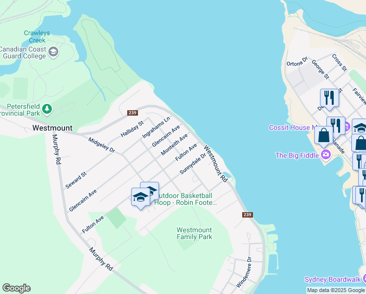 map of restaurants, bars, coffee shops, grocery stores, and more near 34 Fulton Avenue in Sydney