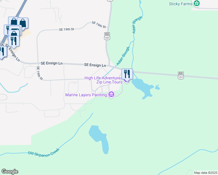 map of restaurants, bars, coffee shops, grocery stores, and more near in Warrenton