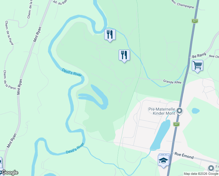 map of restaurants, bars, coffee shops, grocery stores, and more near Allée de Bellefeuille in Mont-Tremblant