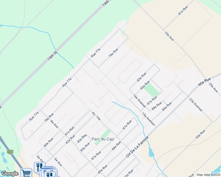 map of restaurants, bars, coffee shops, grocery stores, and more near 8201 14e Avenue in Saint-Georges