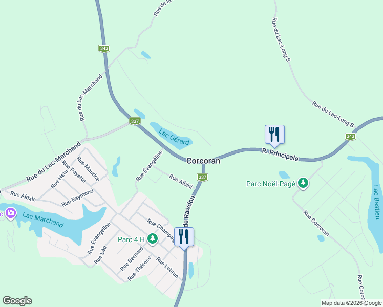 map of restaurants, bars, coffee shops, grocery stores, and more near 200 Rue Préville in Saint-Alphonse-Rodriguez