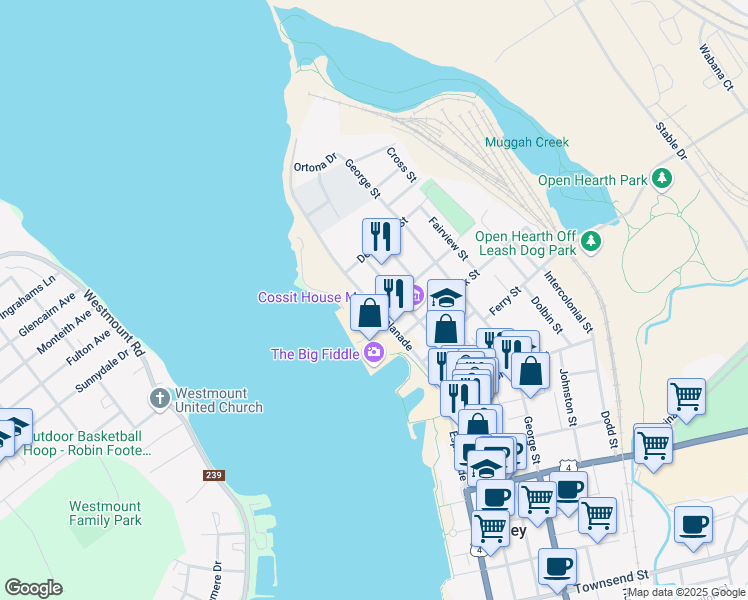 map of restaurants, bars, coffee shops, grocery stores, and more near 43 Esplanade in Sydney