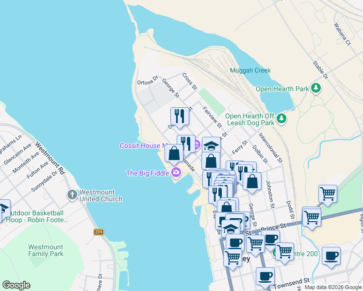 map of restaurants, bars, coffee shops, grocery stores, and more near 15 Amelia Street in Sydney