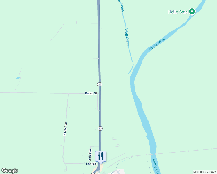map of restaurants, bars, coffee shops, grocery stores, and more near 57194 Minnesota 23 in Sandstone