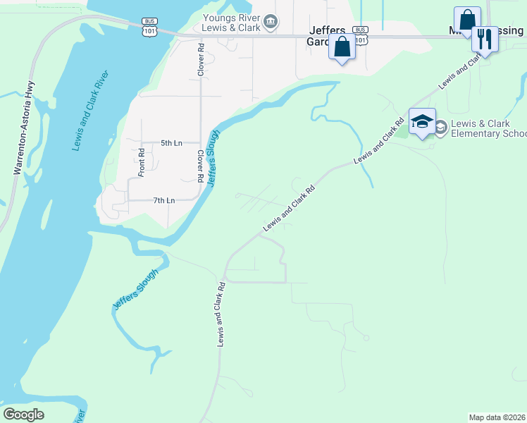 map of restaurants, bars, coffee shops, grocery stores, and more near 35224 Orchard Lane in Astoria