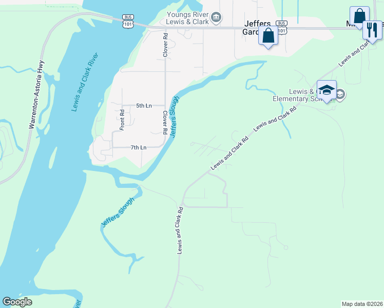 map of restaurants, bars, coffee shops, grocery stores, and more near 35198 Orchard Lane in Astoria