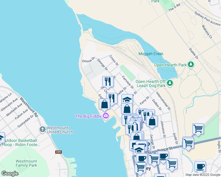 map of restaurants, bars, coffee shops, grocery stores, and more near 20 Campbell Street in Sydney