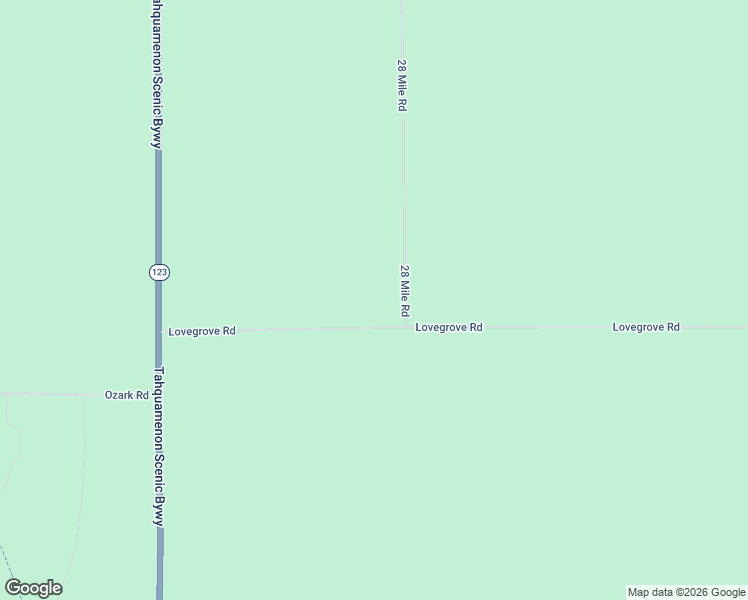 map of restaurants, bars, coffee shops, grocery stores, and more near W3608 Lovegrove Road in Mackinac County