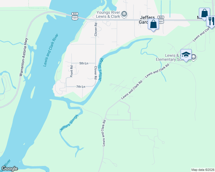 map of restaurants, bars, coffee shops, grocery stores, and more near 35198 Orchard Lane in Astoria