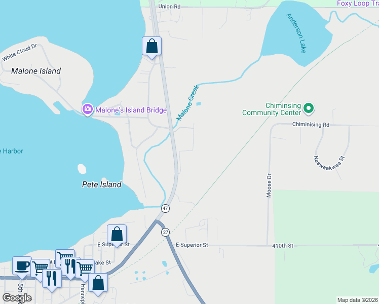 map of restaurants, bars, coffee shops, grocery stores, and more near 1610 Grand Avenue North in Isle