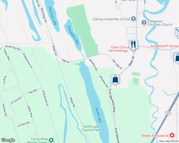 map of restaurants, bars, coffee shops, grocery stores, and more near Whiskey Lane in Warrenton