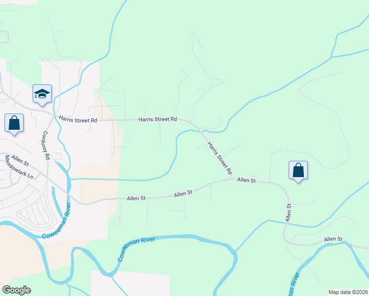 map of restaurants, bars, coffee shops, grocery stores, and more near 3141 Harris Street Road in Kelso