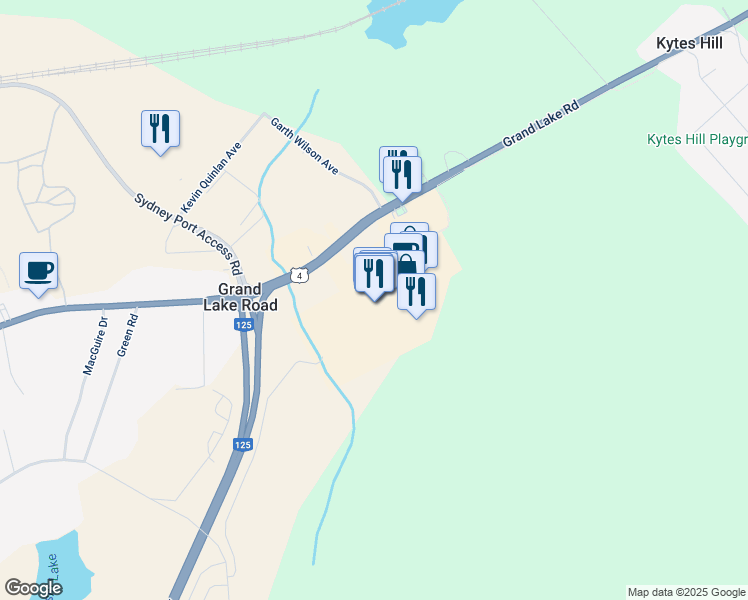 map of restaurants, bars, coffee shops, grocery stores, and more near 800 Grand Lake Road in Sydney