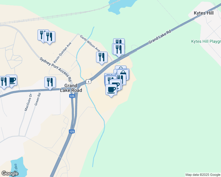 map of restaurants, bars, coffee shops, grocery stores, and more near 800 Grand Lake Road in Sydney