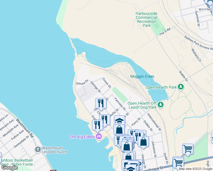 map of restaurants, bars, coffee shops, grocery stores, and more near 72 Pleasant Street in Sydney