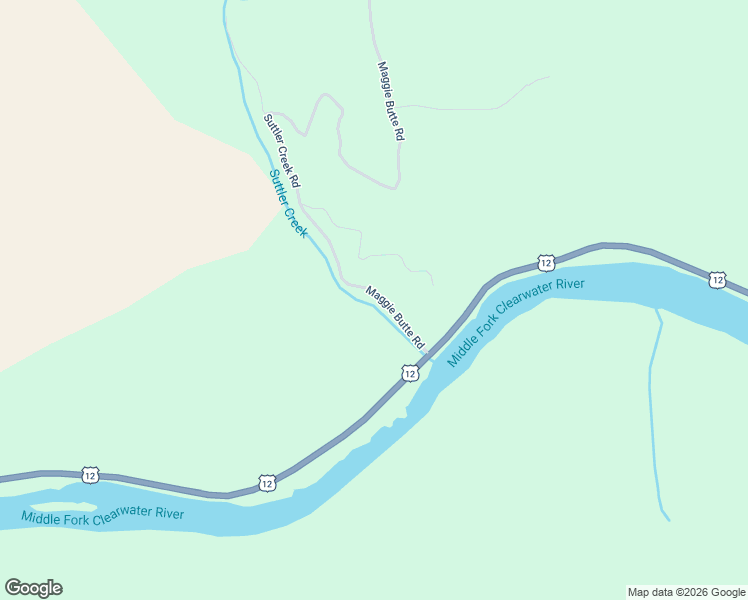 map of restaurants, bars, coffee shops, grocery stores, and more near 117 Suttler Creek Road in Kooskia