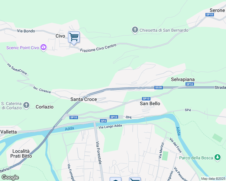 map of restaurants, bars, coffee shops, grocery stores, and more near 18 Frazione Santa Croce in Santa Croce