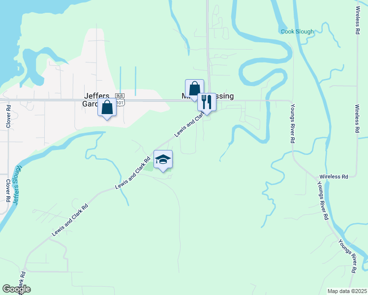 map of restaurants, bars, coffee shops, grocery stores, and more near 35593 Bella Ridge Loop in Astoria