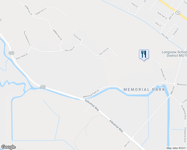 map of restaurants, bars, coffee shops, grocery stores, and more near 104 Bridgeview Lane in Longview