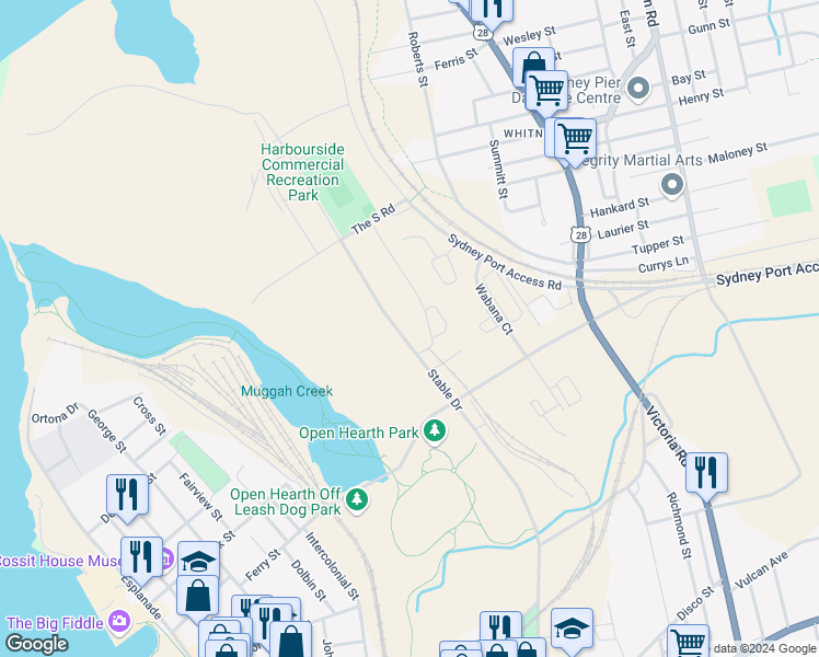 map of restaurants, bars, coffee shops, grocery stores, and more near 39 Stable Drive in Sydney