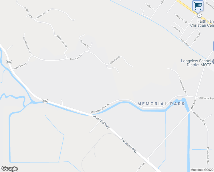 map of restaurants, bars, coffee shops, grocery stores, and more near 104 Bridgeview Lane in Longview