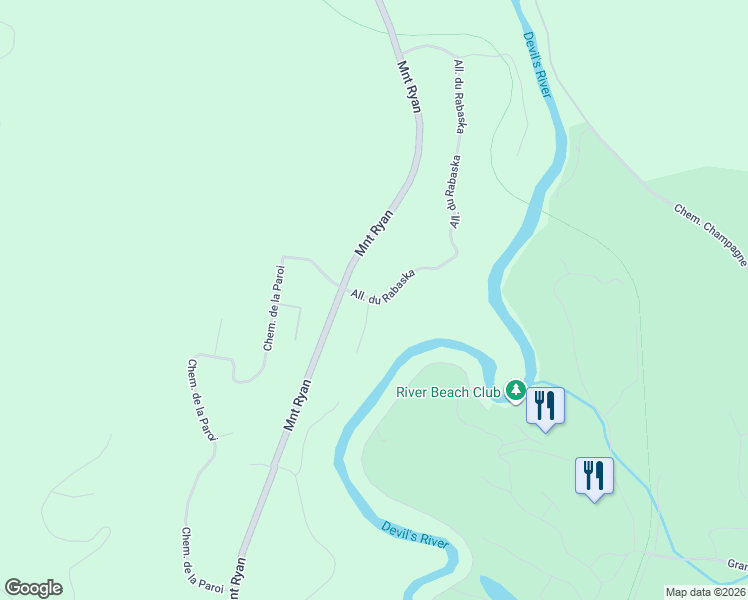 map of restaurants, bars, coffee shops, grocery stores, and more near 179 Allée du Rabaska in Mont-Tremblant