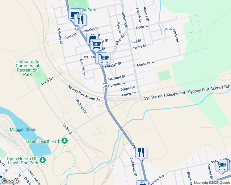 map of restaurants, bars, coffee shops, grocery stores, and more near 60 Tupper Street in Sydney
