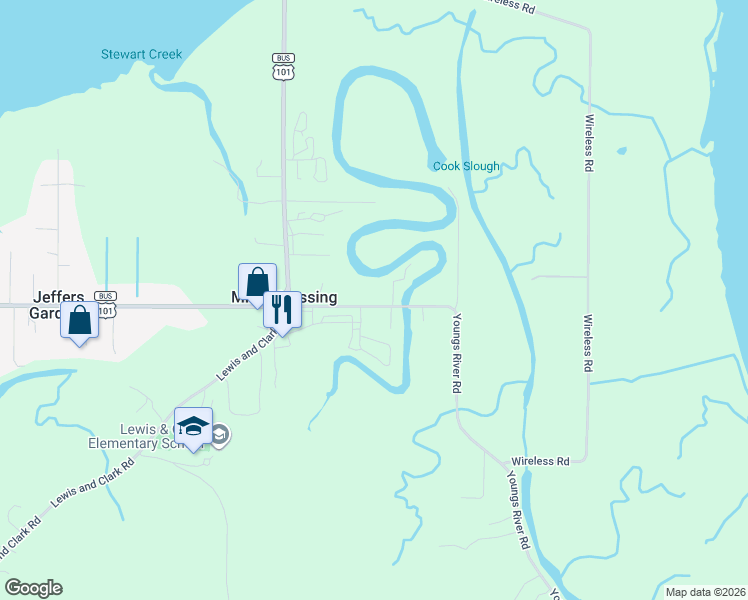 map of restaurants, bars, coffee shops, grocery stores, and more near 92277 Youngs River Road in Astoria