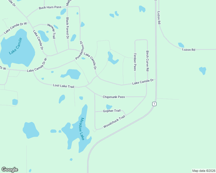 map of restaurants, bars, coffee shops, grocery stores, and more near 7743-7847 Lake Camile Drive in Randall